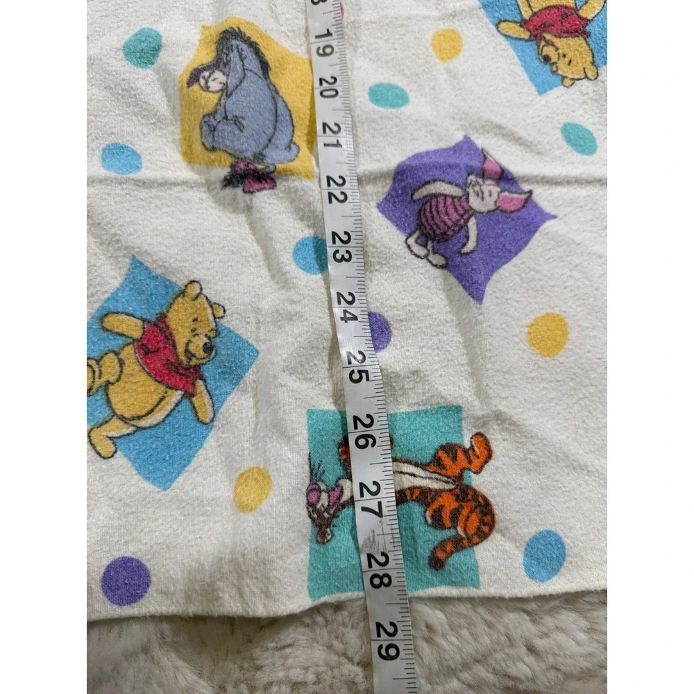 Vtg Disney Baby Blanket Winnie the Pooh Tigger Eeyore Piglet White Nursery